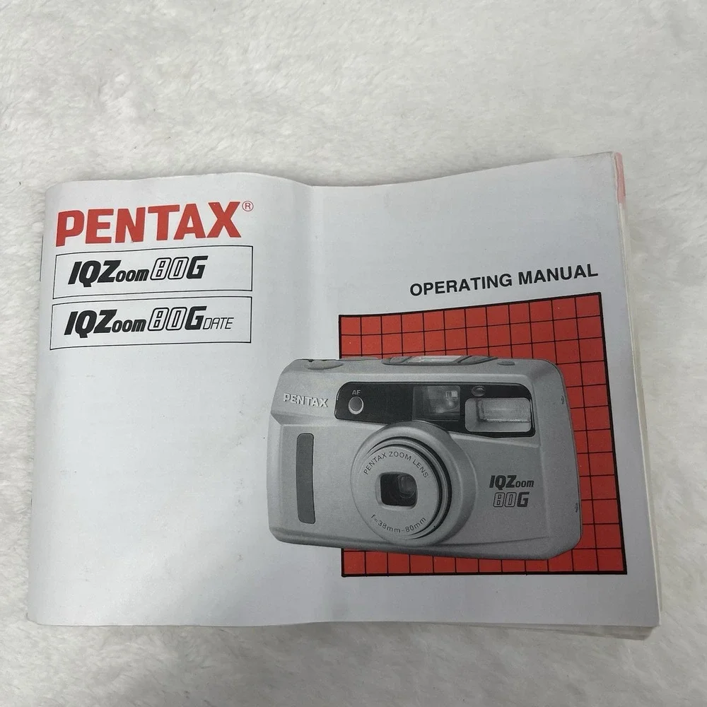 Pentax IQZoom 80G 35mm Point & Shoot Film Camera Bundle Case Manual Tested